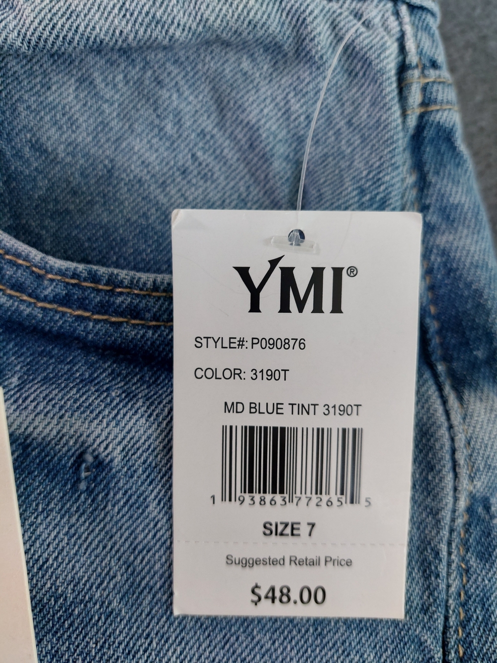 NWT YMI Studded Relaxed Wide Leg Jeans Medium Tint Size 7 28 High Rise Jeans - Picture 12 of 12